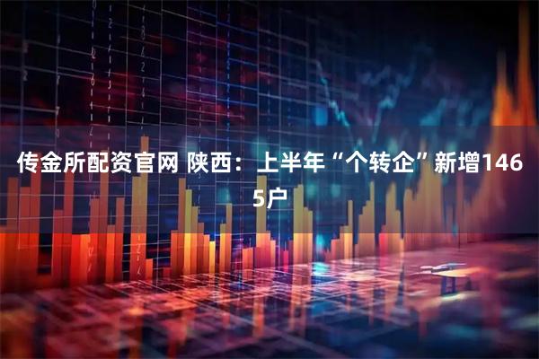 传金所配资官网 陕西:上半年“个转企”新增1465户